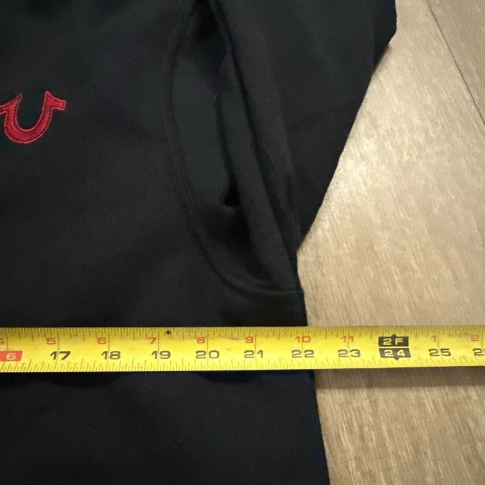 True Religion‎ Men's Full Zip Hoodie Black Embroidered Logo Large NEW